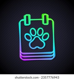 Glowing neon line Calendar grooming icon isolated on black background. Event reminder symbol.  Vector