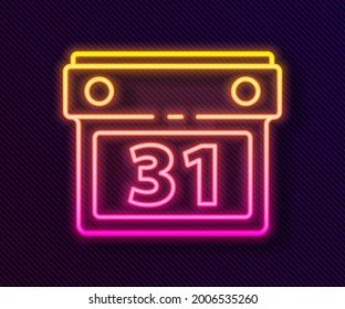 Glowing neon line Calendar icon isolated on black background. Event reminder symbol.  Vector Illustration