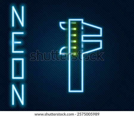 Glowing neon line Calliper or caliper and scale icon isolated on black background. Precision measuring tools. Colorful outline concept. Vector Illustration