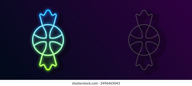 Glowing neon line Candy icon isolated on black background. Merry Christmas and Happy New Year.  Vector