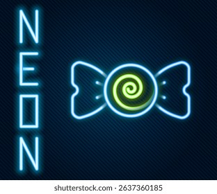 Glowing neon line Candy icon isolated on black background. Merry Christmas and Happy New Year. Colorful outline concept. Vector