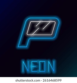 Glowing neon line Car mirror icon isolated on black background. Colorful outline concept. Vector