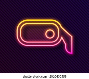 Glowing neon line Car rearview mirror icon isolated on black background.  Vector Illustration