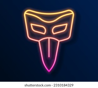 Glowing neon line Carnival mask icon isolated on black background. Masquerade party mask.  Vector