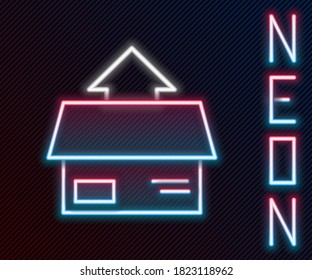 Glowing neon line Carton cardboard box icon isolated on black background. Box, package, parcel sign. Delivery and packaging. Colorful outline concept. Vector Illustration
