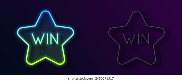 Glowing neon line Casino win icon isolated on black background.  Vector