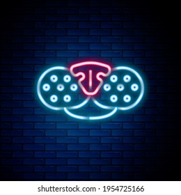 Glowing neon line Cat nose icon isolated on brick wall background. Colorful outline concept. Vector