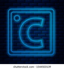 Glowing neon line Celsius icon isolated on brick wall background.  Vector Illustration