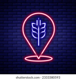 Glowing neon line Cereals set with rice, wheat, corn, oats, rye, barley icon isolated on brick wall background. Ears of wheat bread symbols. Colorful outline concept. Vector