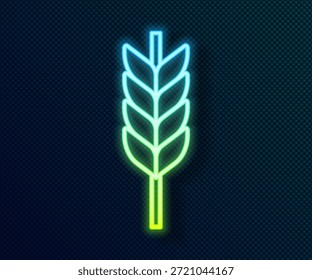 Leuchtende Neonlinie Getreidesatz mit Reis, Weizen, Mais, Hafer, Roggen, Gerste Symbol einzeln auf schwarzem Hintergrund. Ohren von Weizenbrot Symbole.  Vektorgrafik