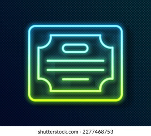 Glowing neon line Certificate template icon isolated on black background. Achievement, award, degree, grant, diploma concepts.  Vector