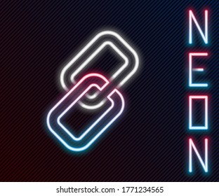 Glowing neon line Chain link icon isolated on black background. Link single. Colorful outline concept. Vector Illustration