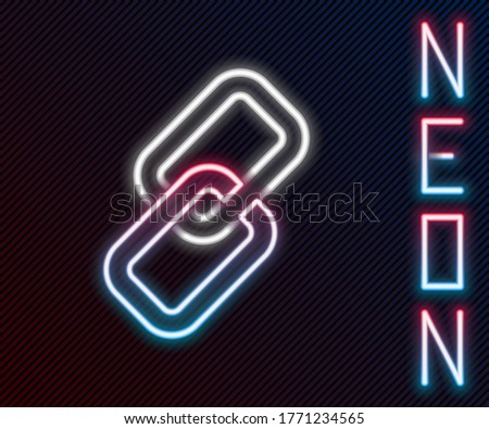 Glowing neon line Chain link icon isolated on black background. Link single. Colorful outline concept. Vector Illustration