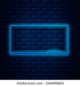 Glowing neon line Chalkboard icon isolated on brick wall background. School Blackboard sign.  Vector Illustration