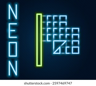 Glowing neon line Checkered flag icon isolated on black background. Racing flag. Colorful outline concept. Vector