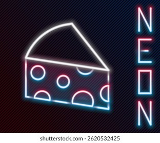 Glowing neon line Cheese icon isolated on black background. Colorful outline concept. Vector