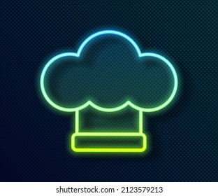 Glowing neon line Chef hat icon isolated on black background. Cooking symbol. Cooks hat.  Vector