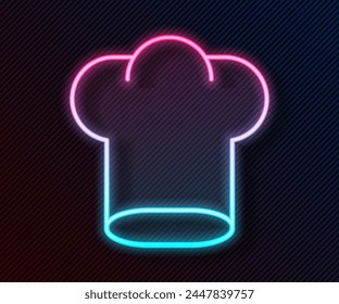 Glowing neon line Chef hat icon isolated on black background. Cooking symbol. Cooks hat.  Vector