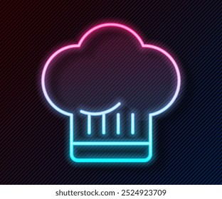 Glowing neon line Chef hat icon isolated on black background. Cooking symbol. Cooks hat.  Vector