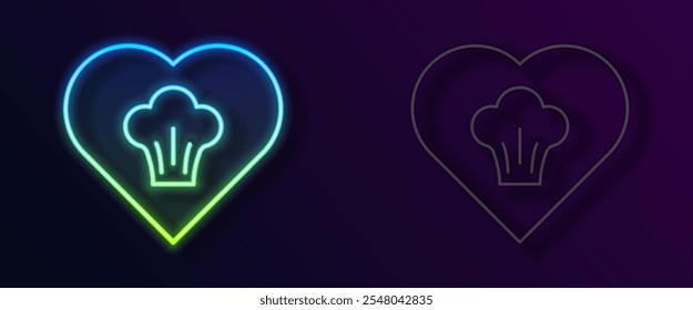 Glowing neon line Chef hat icon isolated on black background. Cooking symbol. Cooks hat.  Vector