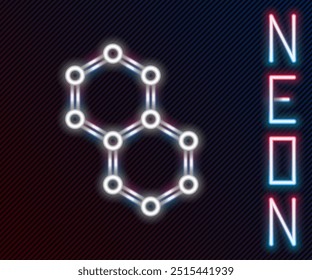 Glowing neon line Chemical formula icon isolated on black background. Abstract hexagon for innovation medicine, health, research and science. Colorful outline concept. Vector