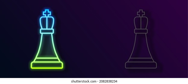 Glowing neon line Chess icon isolated on black background. Business strategy. Game, management, finance.  Vector