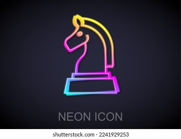 Glowing neon line Chess icon isolated on black background. Business strategy. Game, management, finance.  Vector