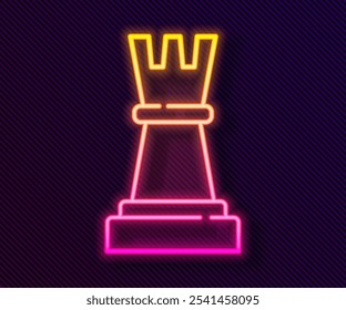 Glowing neon line Chess icon isolated on black background. Business strategy. Game, management, finance.  Vector