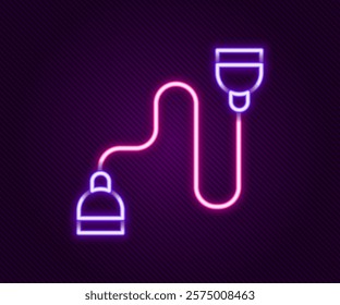 Glowing neon line Chest expander icon isolated on black background. Colorful outline concept. Vector