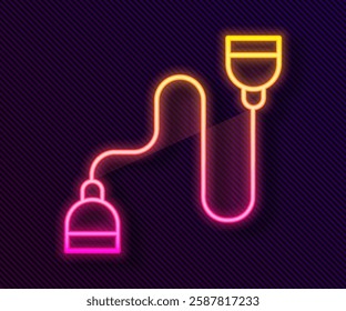 Glowing neon line Chest expander icon isolated on black background.  Vector