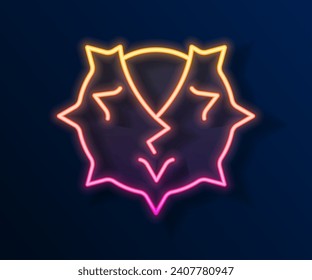 Glowing neon line Chestnut icon isolated on black background. Barbed and strong chestnut.  Vector