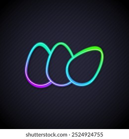 Linha de neon brilhante ícone de ovo de galinha isolado no fundo preto.  Vetor