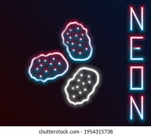 Glowing neon line Chicken nuggets icon isolated on black background. Colorful outline concept. Vector Illustration