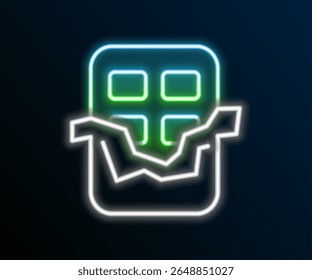 Glowing neon line Chocolate bar icon isolated on black background. Colorful outline concept. Vector