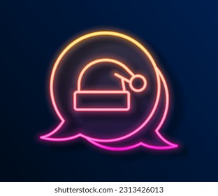 Glowing neon line Christmas Santa Claus hat icon isolated on black background. Merry Christmas and Happy New Year.  Vector