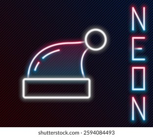 Glowing neon line Christmas Santa Claus hat icon isolated on black background. Merry Christmas and Happy New Year. Colorful outline concept. Vector