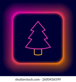 Glowing neon line Christmas tree icon isolated on black background. Merry Christmas and Happy New Year. Colorful outline concept. Vector