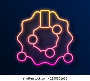 Glowing neon line Christmas wreath icon isolated on black background. Merry Christmas and Happy New Year.  Vector