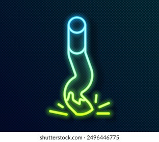 Glowing neon line Cigarette butt icon isolated on black background. Stubbed out cigarette.  Vector