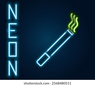 Glowing neon line Cigarette icon isolated on black background. Tobacco sign. Smoking symbol. Colorful outline concept. Vector Illustration