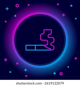 Glowing neon line Cigarette icon isolated on black background. Tobacco sign. Smoking symbol. Colorful outline concept. Vector