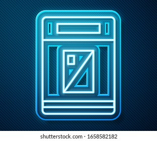 Glühende neonale Zigaretten Packung Symbol einzeln auf blauem Hintergrund. Packung Zigaretten. Vektorillustration-Illustration