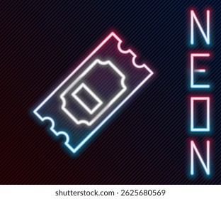 Glowing neon line Cinema ticket icon isolated on black background. Colorful outline concept. Vector