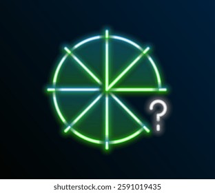 Glowing neon line Circle of pieces icon isolated on black background. Colorful outline concept. Vector