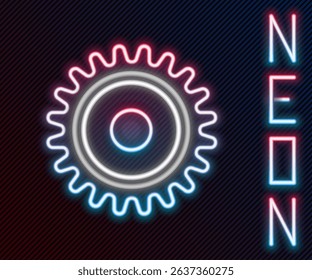 Glowing neon line Circular saw blade icon isolated on black background. Saw wheel. Colorful outline concept. Vector Illustration