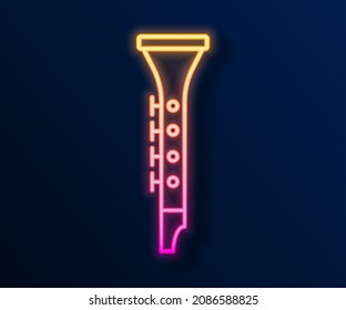 Glowing neon line Clarinet icon isolated on black background. Musical instrument.  Vector