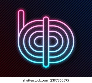 Glowing neon line Climber rope icon isolated on black background. Extreme sport. Sport equipment.  Vector