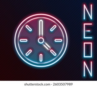 Glowing neon line Clock icon isolated on black background. Time symbol. Colorful outline concept. Vector Illustration