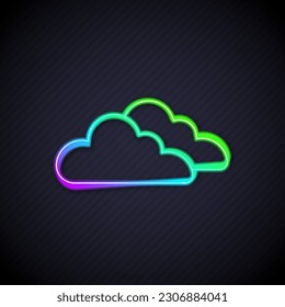Glowing neon line Cloud icon isolated on black background.  Vector