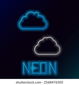 Glowing neon line Cloud icon isolated on black background. Colorful outline concept. Vector